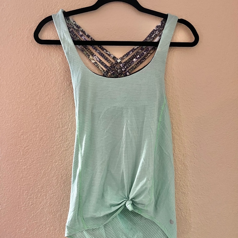 Lululemon Teal Tank Top With Build in Sports Bra Size 2